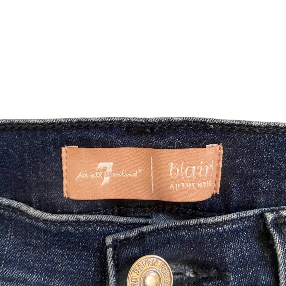 7 For All Mankind Jeans Women's 27 Blue‎ High Rise Flare Leg Ripped Distressed - Picture 6 of 9